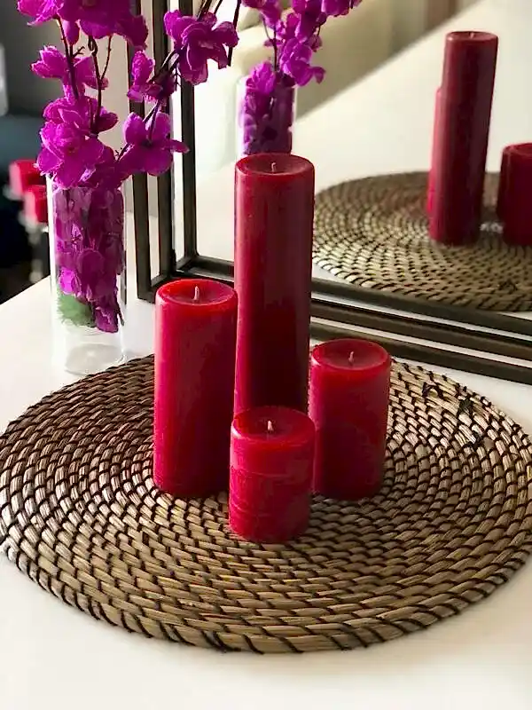 Silindir Set Kırmızı Kokulu Mum