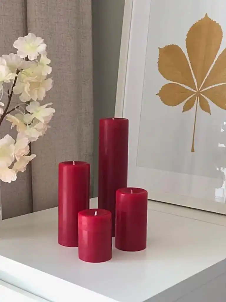 Silindir Set Kırmızı Kokulu Mum - Görsel 2