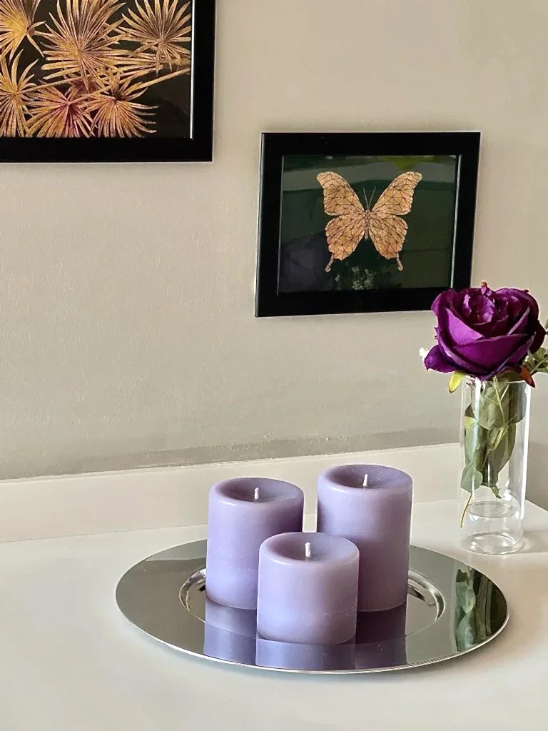 Premium Serisi Kokulu Mor Silindir Mum