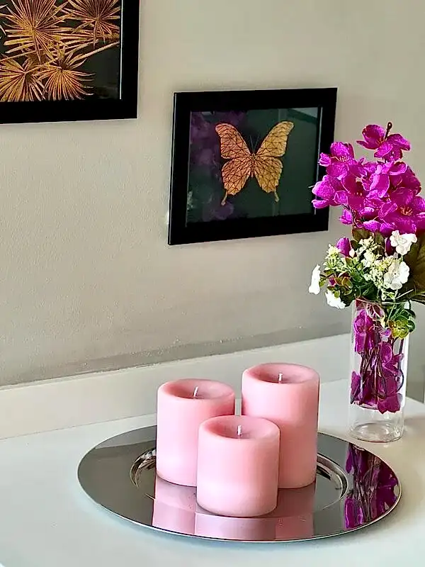 Premium Serisi Kokulu Pembe Silindir Mum