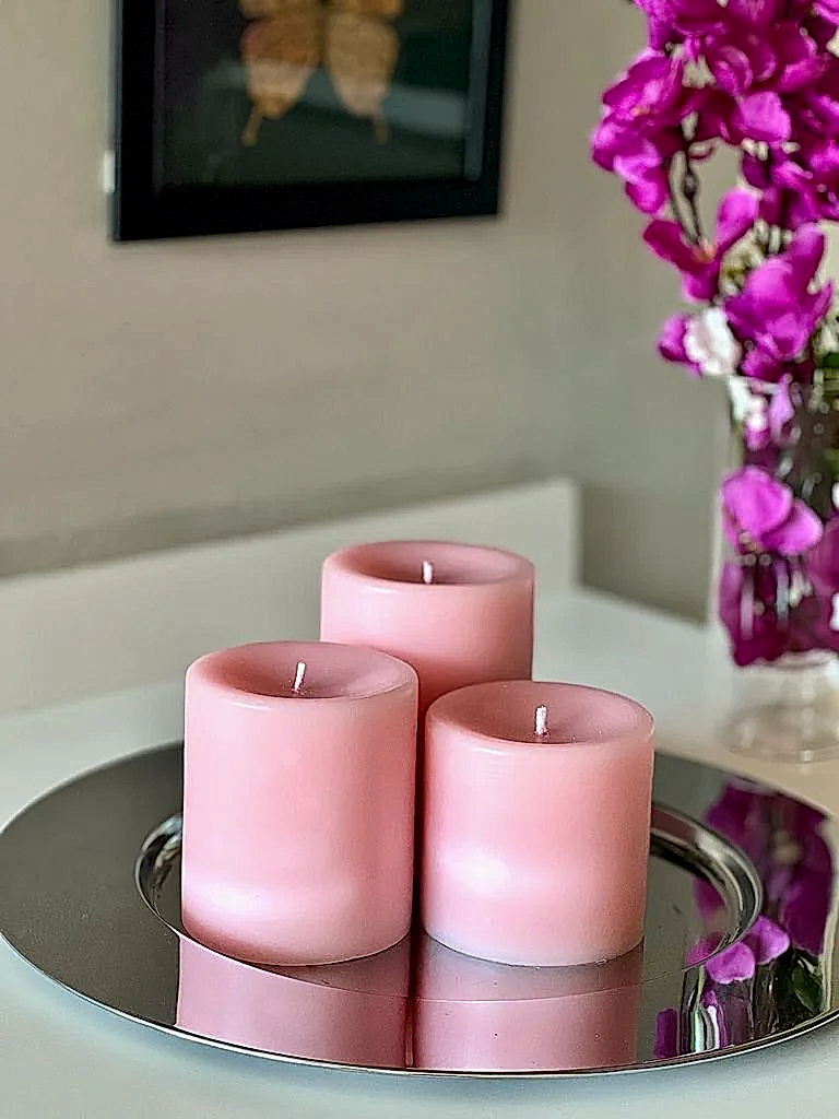 Premium Serisi Kokulu Pembe Silindir Mum - Görsel 2