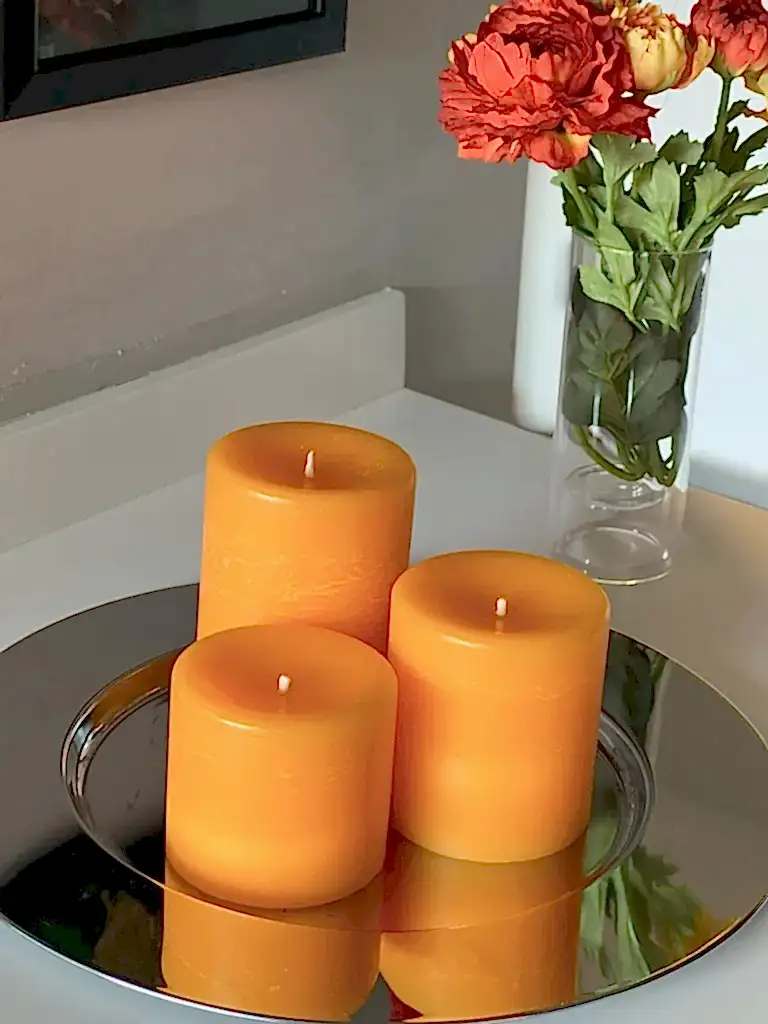 Premium Serisi Kokulu Sarı Silindir Mum - Görsel 2