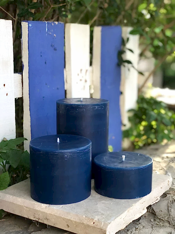 3'lü Set Silindir Atlantik Mavi Mum