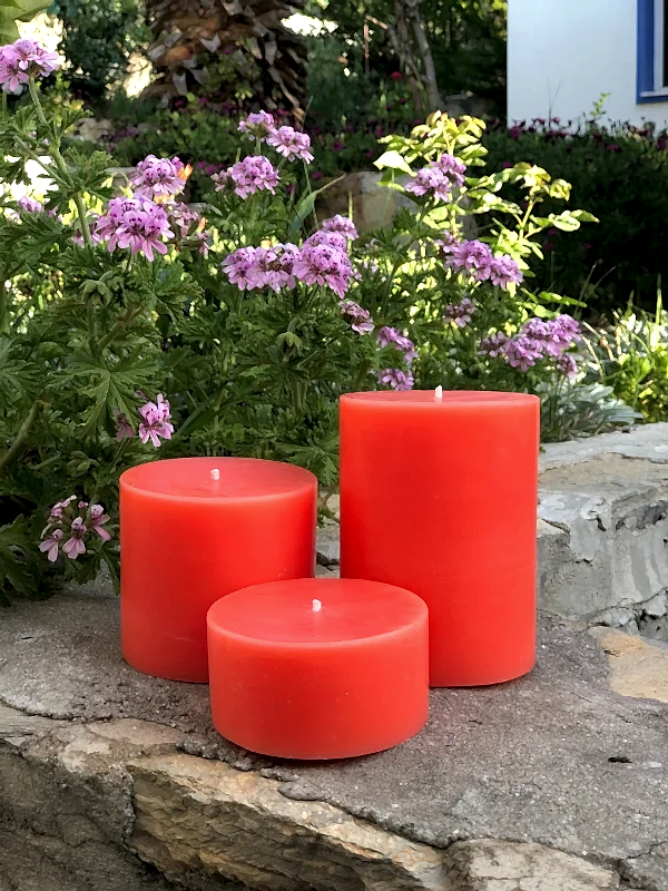 3'lü Set Silindir Turuncu Mum