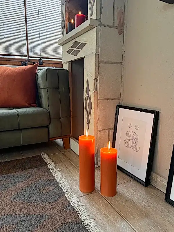 Silindir Turuncu Büyük Mum
