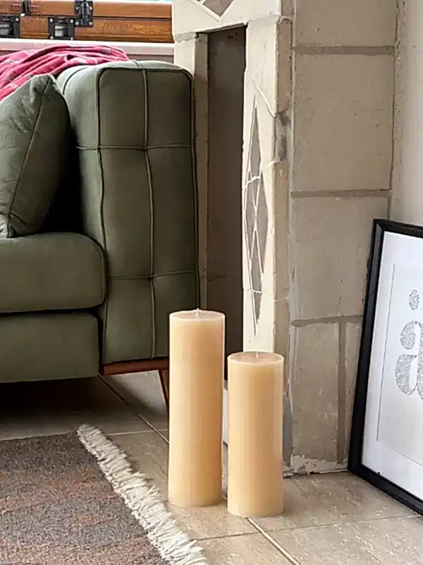 Silindir Krem Büyük Mum