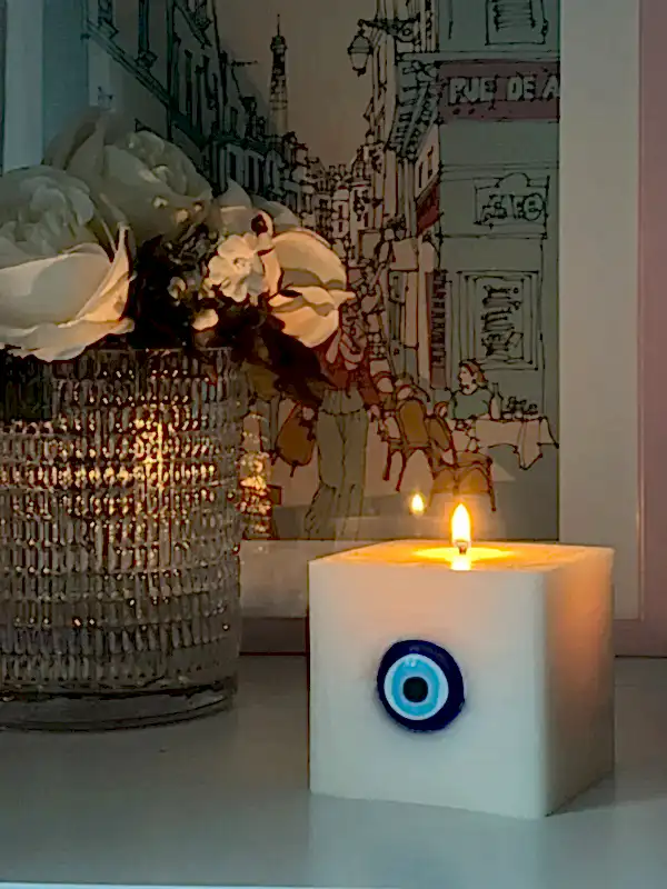 Kare Nazar Boncuklu Dekoratif  Mum - Görsel 4