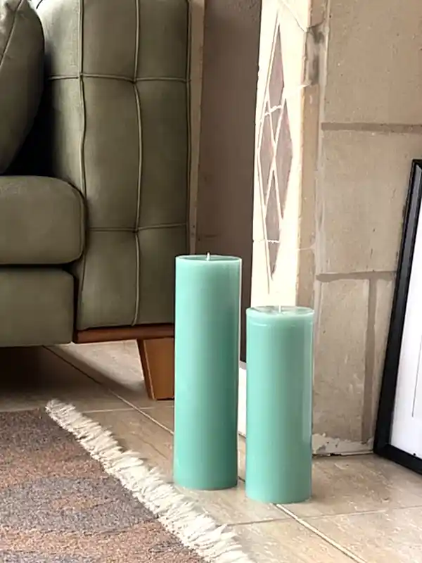 Silindir Turkuaz Büyük Mum