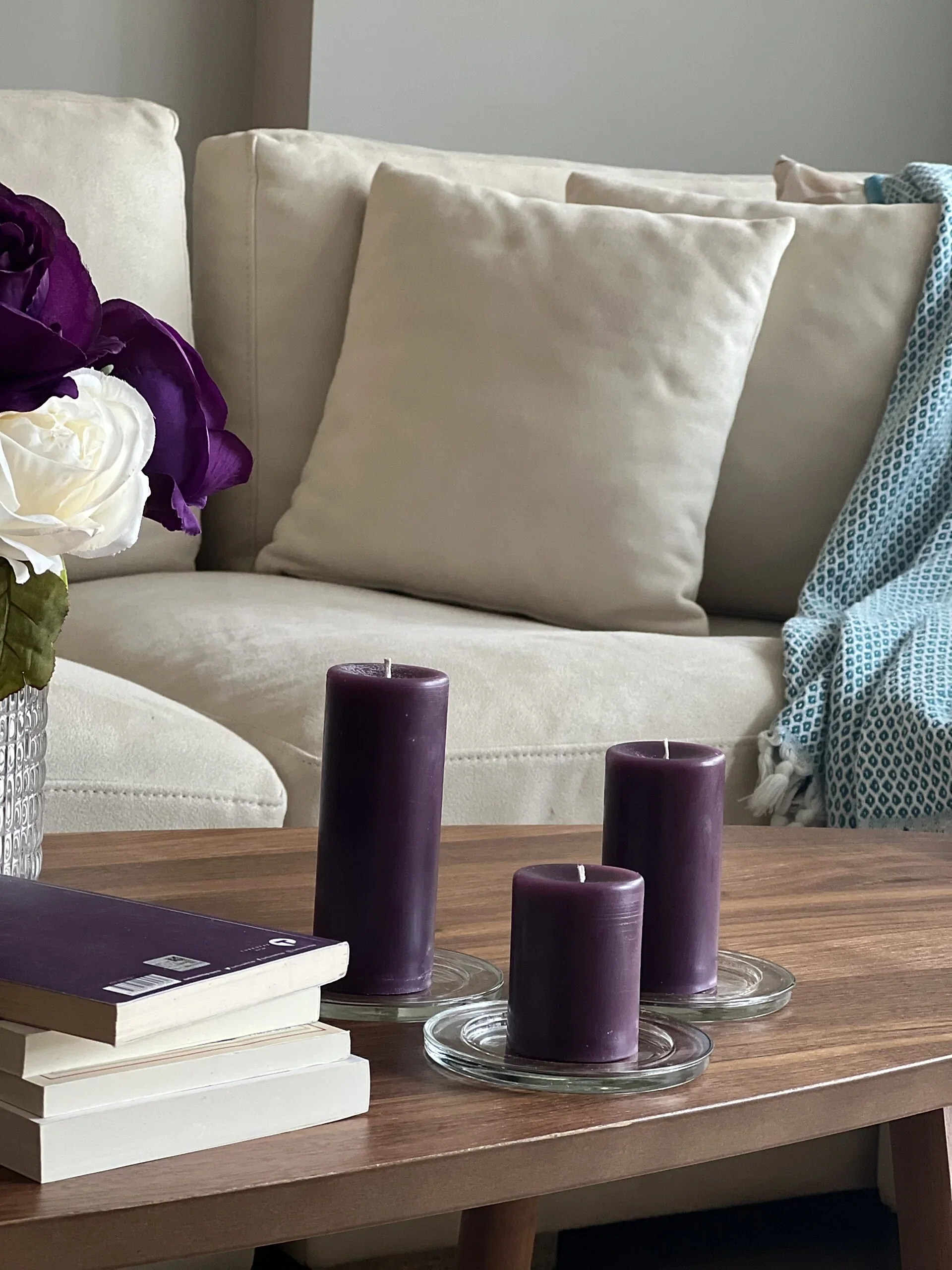 Silindir 3’lü Mor kokulu Set Mum
