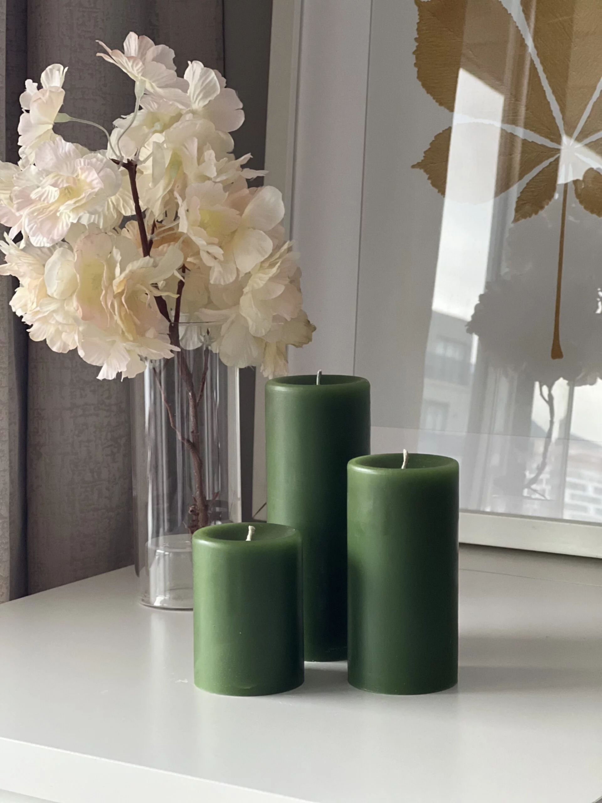 Silindir 3'lü Yeşil kokulu Set Mum - Görsel 2