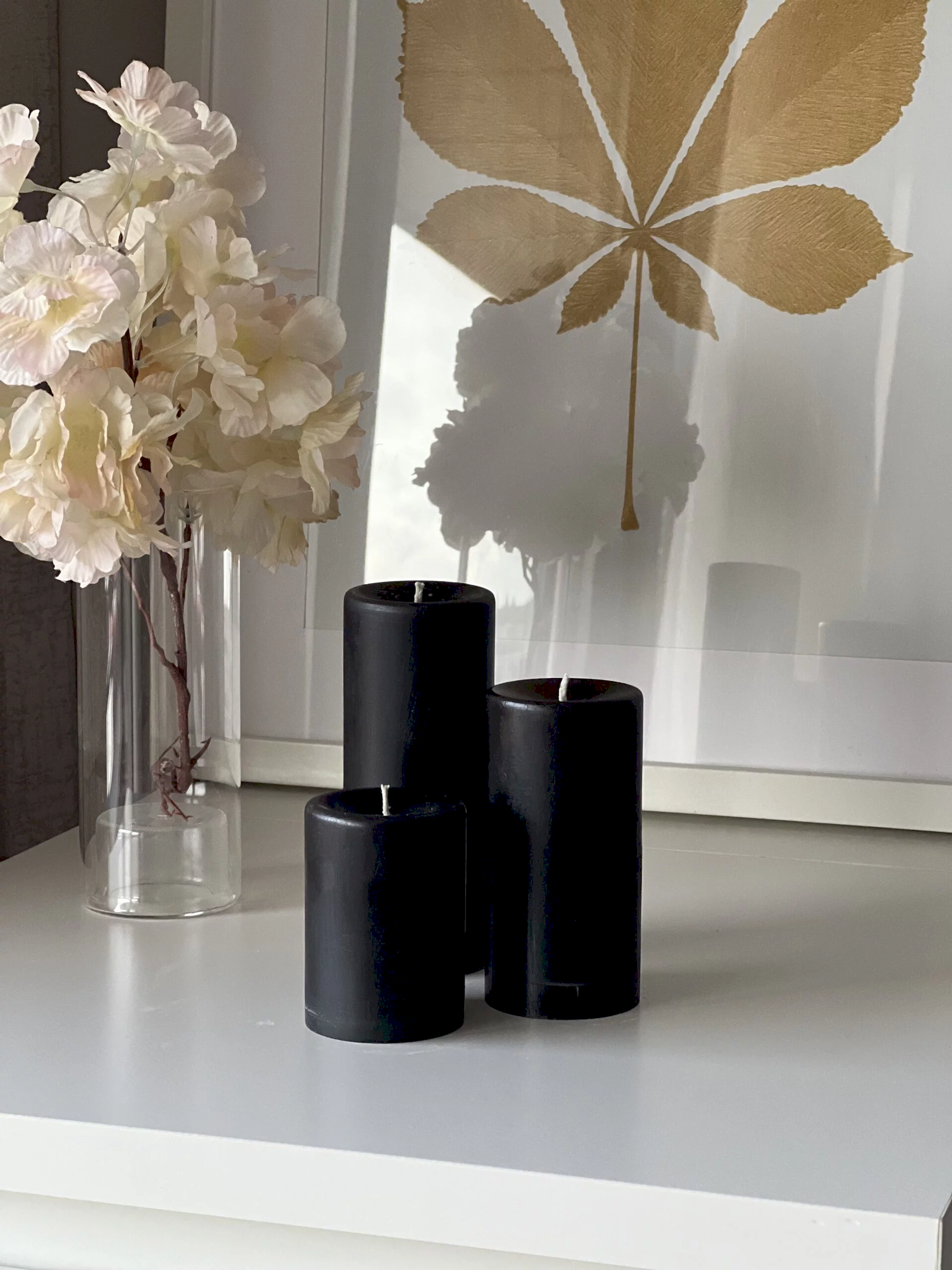 Silindir 3’lü Siyah kokulu Set Mum - Görsel 2