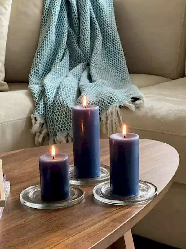 Silindir 3’lü Mavi kokulu Set Mum