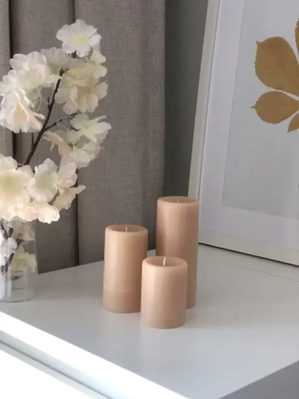 Silindir 3’lü Krem kokulu Set Mum