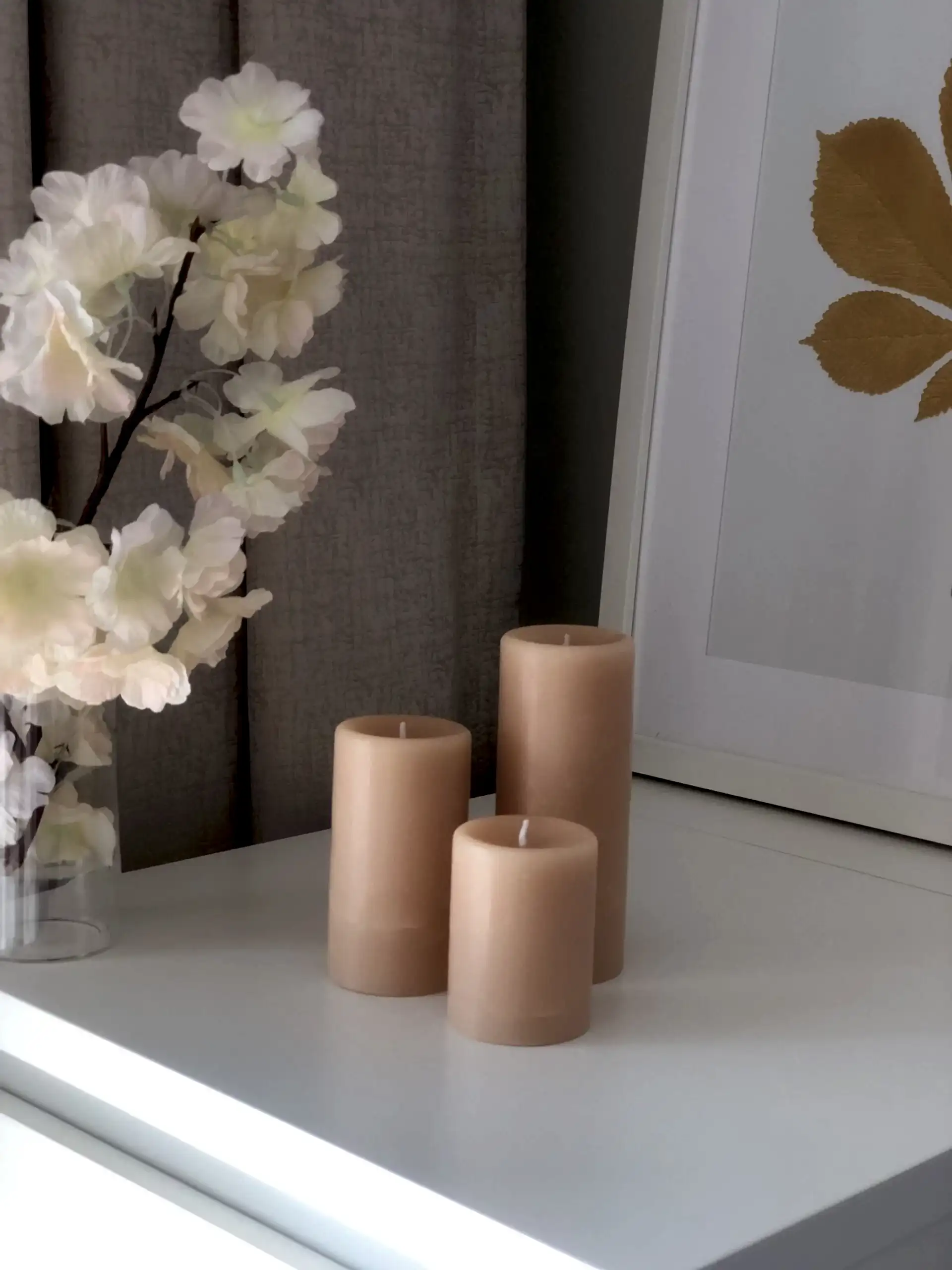 Silindir 3’lü Krem kokulu Set Mum