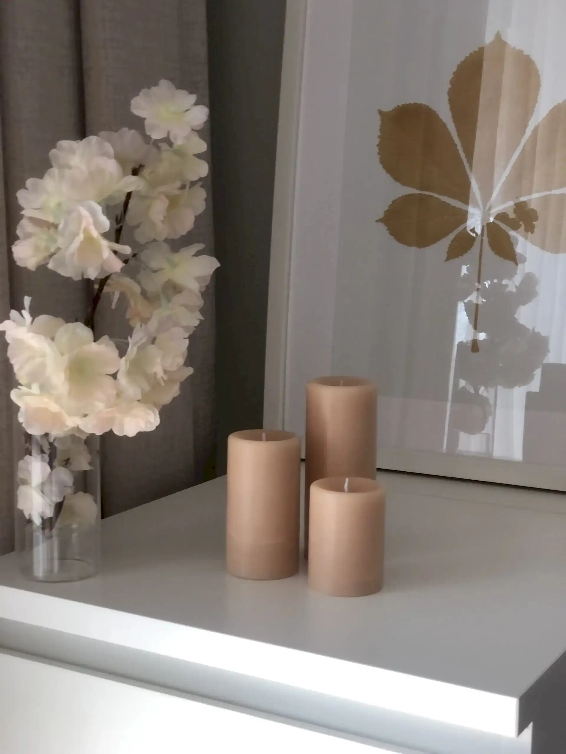 Silindir 3’lü Krem kokulu Set Mum - Görsel 2