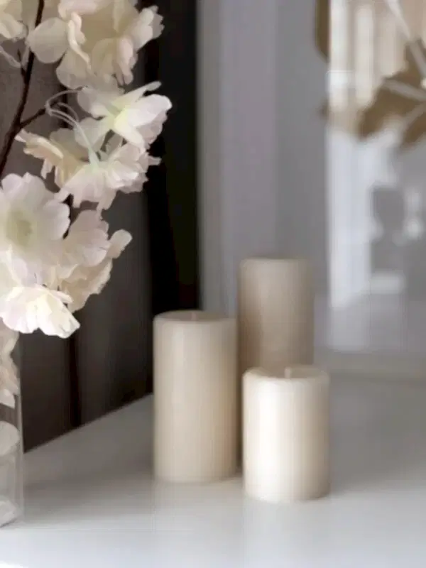 Silindir 3’lü Beyaz kokulu Set Mum