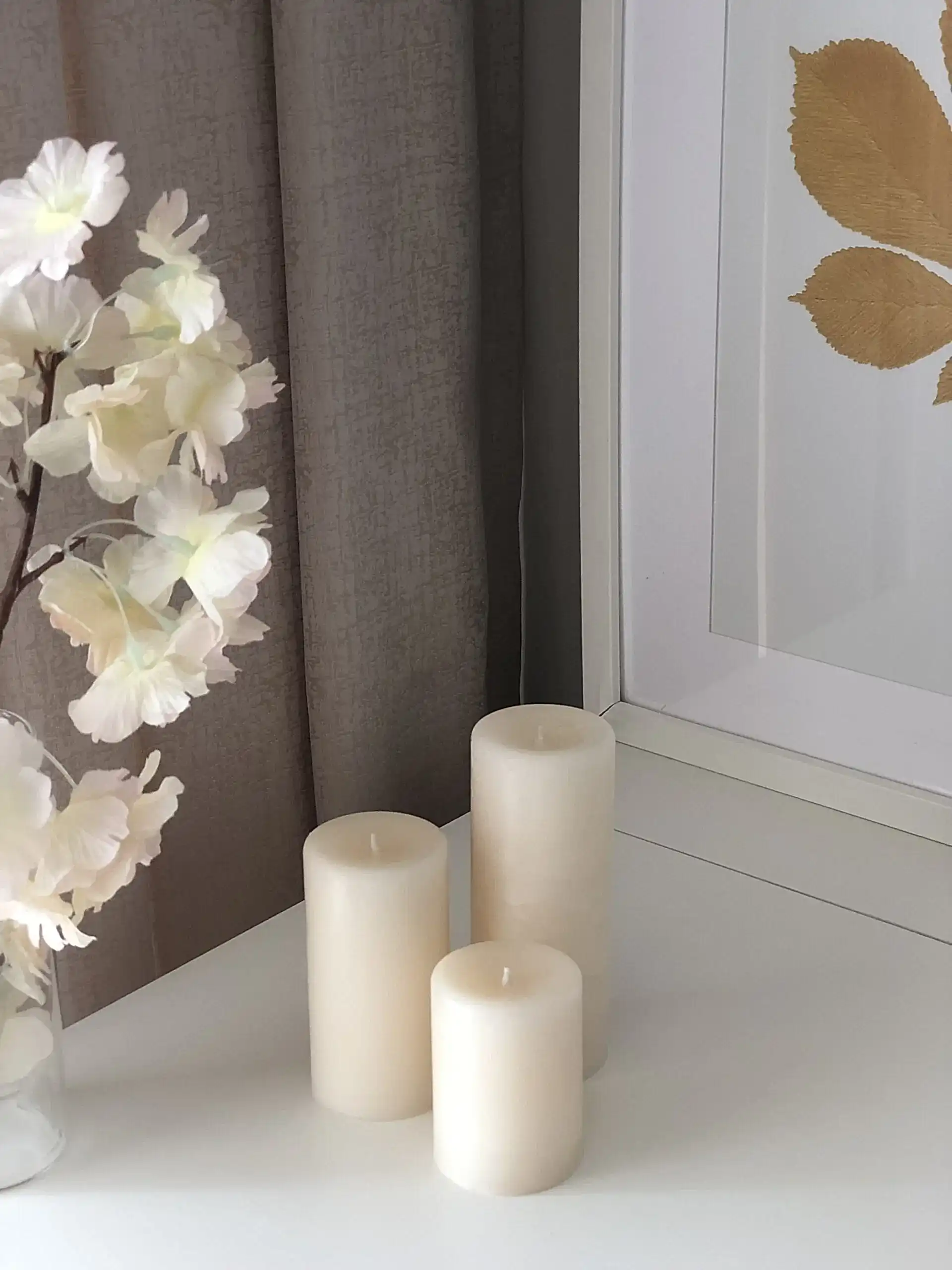Silindir 3’lü Beyaz kokulu Set Mum - Görsel 3