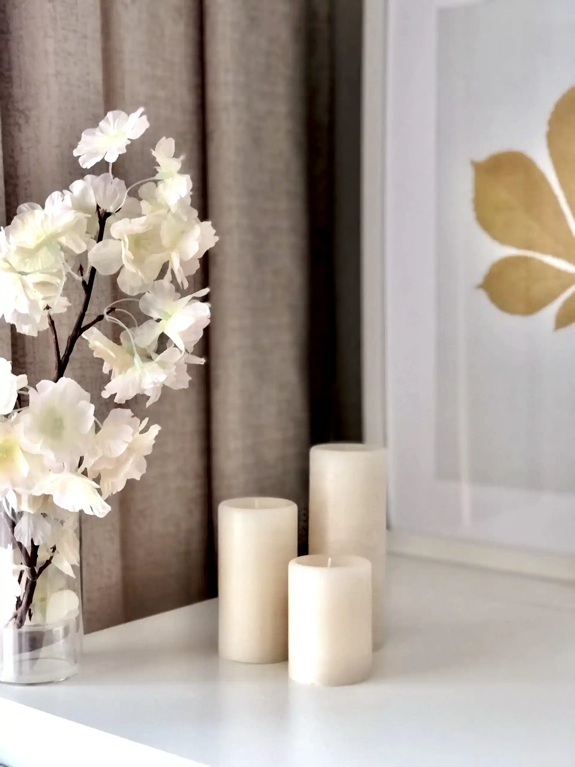 Silindir 3’lü Beyaz kokulu Set Mum - Görsel 2