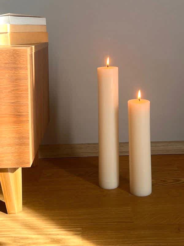 İnce Silindir Beyaz Mum